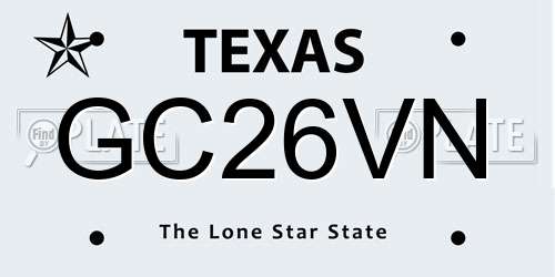 GC26VN Texas License Plate