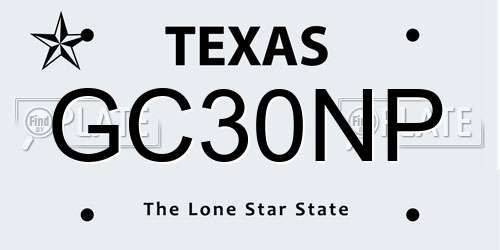 GC30NP Texas License Plate
