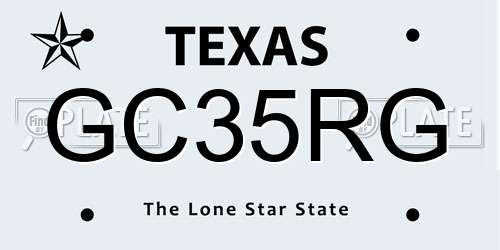 GC35RG Texas License Plate