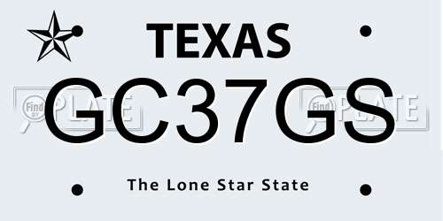 GC37GS Texas License Plate