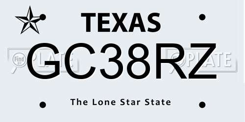 GC38RZ Texas License Plate