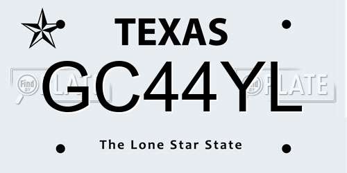 GC44YL Texas License Plate