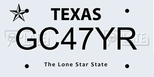 GC47YR Texas License Plate