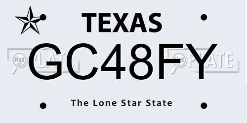 GC48FY Texas License Plate