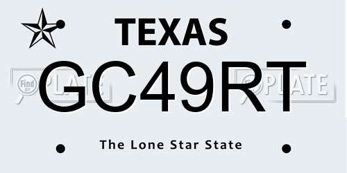 GC49RT Texas License Plate