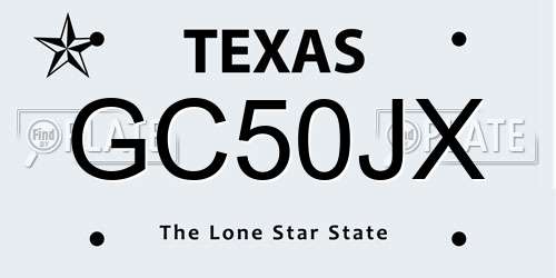 GC50JX Texas License Plate
