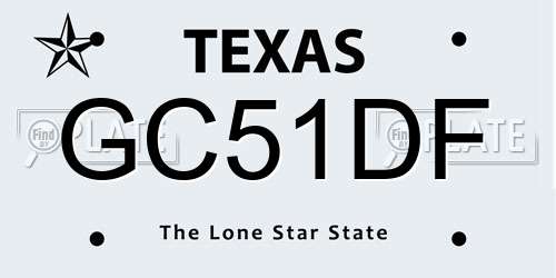 GC51DF Texas License Plate
