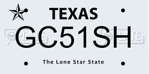 GC51SH Texas License Plate