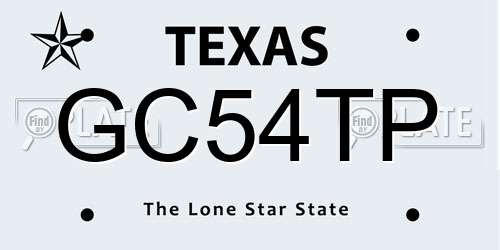 GC54TP Texas License Plate