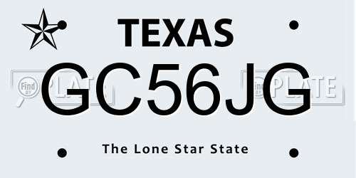 GC56JG Texas License Plate