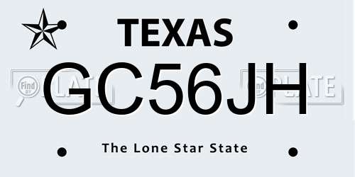 GC56JH Texas License Plate