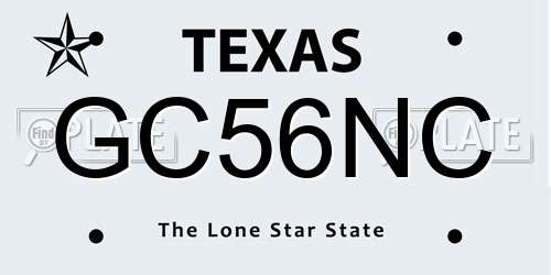 GC56NC Texas License Plate