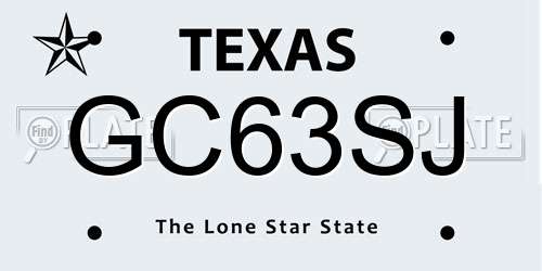 GC63SJ Texas License Plate