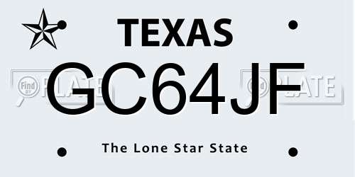 GC64JF Texas License Plate