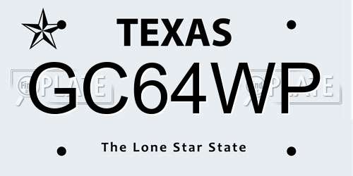GC64WP Texas License Plate