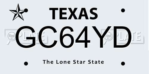GC64YD Texas License Plate
