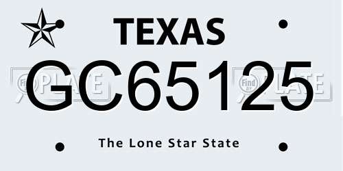GC65125 Texas License Plate