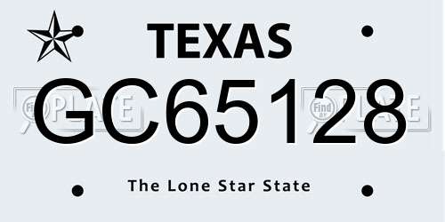 GC65128 Texas License Plate