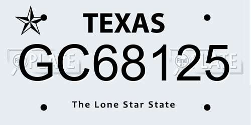 GC68125 Texas License Plate