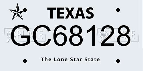 GC68128 Texas License Plate