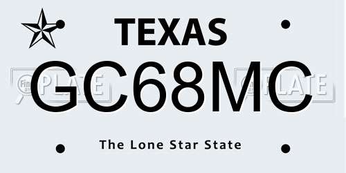 GC68MC Texas License Plate