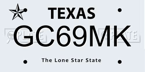 GC69MK Texas License Plate