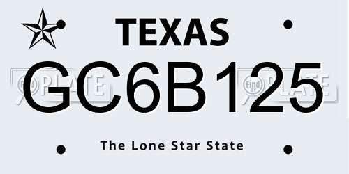 GC6B125 Texas License Plate