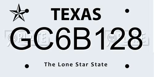 GC6B128 Texas License Plate