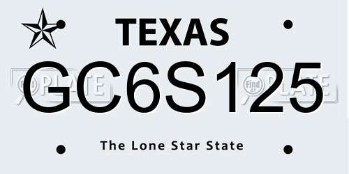 GC6S125 Texas License Plate
