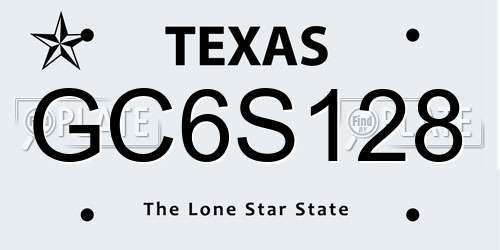 GC6S128 Texas License Plate