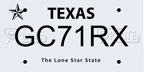 GC71RX Texas License Plate