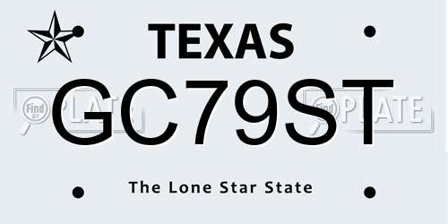 GC79ST Texas License Plate