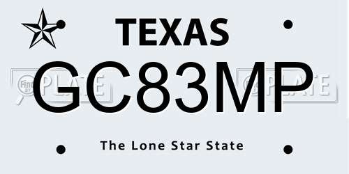 GC83MP Texas License Plate