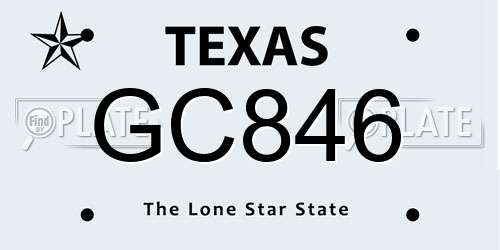 GC846 Texas License Plate