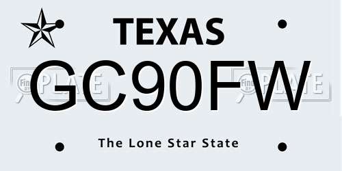 GC90FW Texas License Plate
