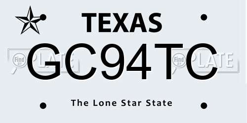 GC94TC Texas License Plate