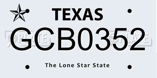 GCB0352 Texas License Plate