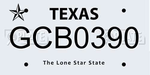 GCB0390 Texas License Plate