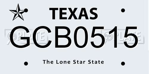 GCB0515 Texas License Plate