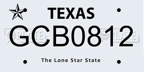 GCB0812 Texas License Plate