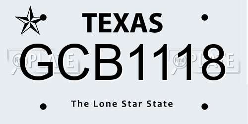 GCB1118 Texas License Plate