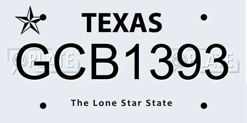 GCB1393 Texas License Plate