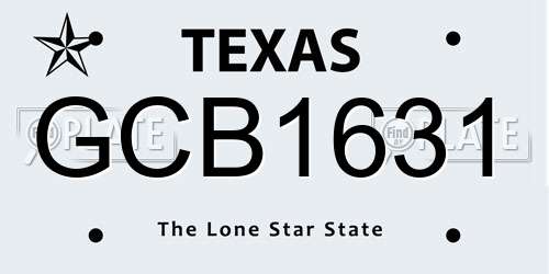 GCB1631 Texas License Plate