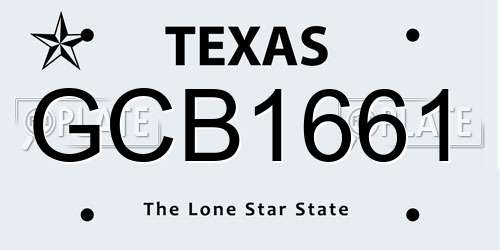 GCB1661 Texas License Plate