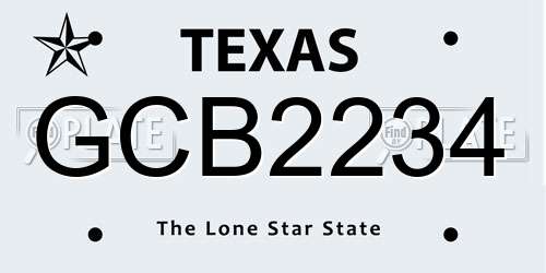 GCB2234 Texas License Plate