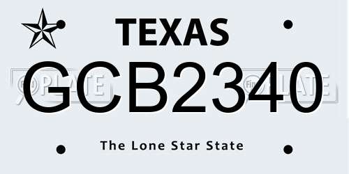 GCB2340 Texas License Plate