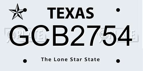 GCB2754 Texas License Plate