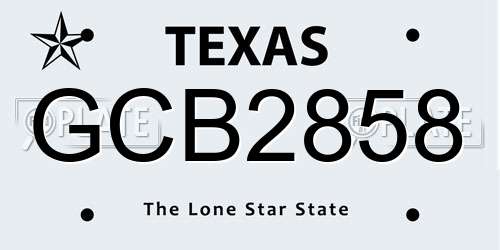 GCB2858 Texas License Plate