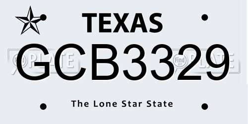 GCB3329 Texas License Plate