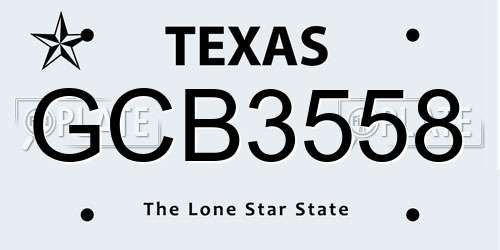 GCB3558 Texas License Plate
